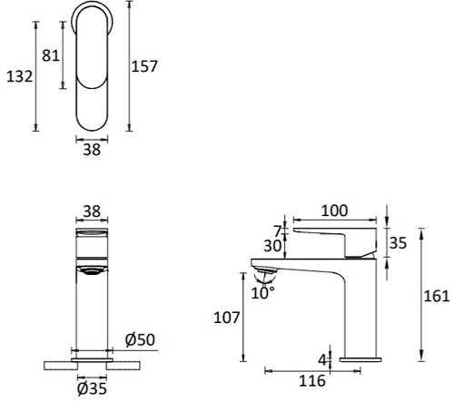 Additional image for Basin Mixer Tap With Clicker Waste (M Black).