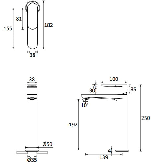 Additional image for Tall Basin Mixer Tap With Waste (Chrome).