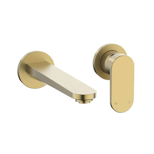 Additional image for Wall Mounted Basin Mixer Tap (Brushed Brass).