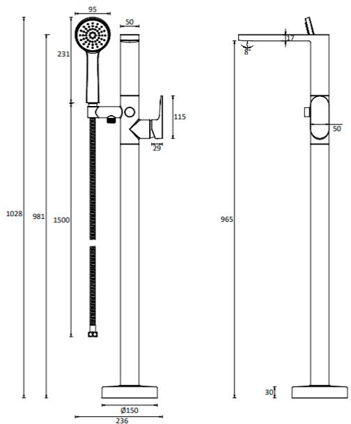 Additional image for Floor Standing Bath Shower Mixer Tap (Chrome).