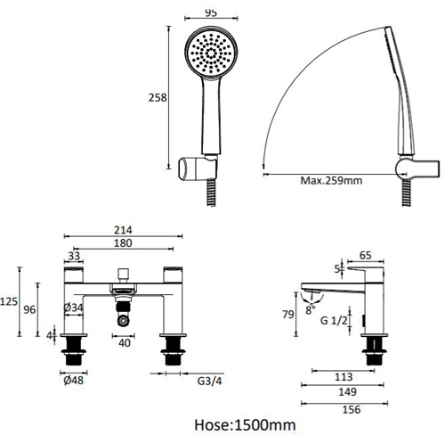 Additional image for Bath Shower Mixer Tap (Chrome).