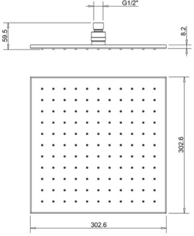 Additional image for Square Shower Head 300x300mm (Chrome).