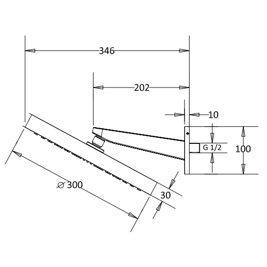 Additional image for Wall Mounted Shower Head 300x300 (Matt Black).