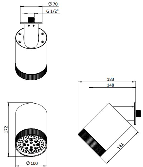 Additional image for Multi Mode Shower Head (Matt Black).