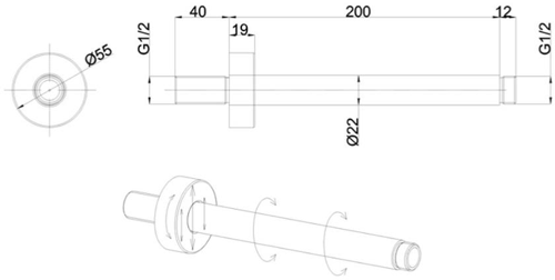 Additional image for Ceiling Mounted Shower Arm (Chrome).