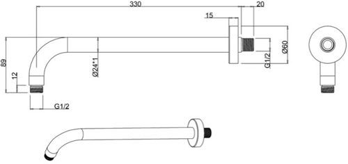 Additional image for Wall Mounted Shower Arm 330mm (Brushed Bronze).