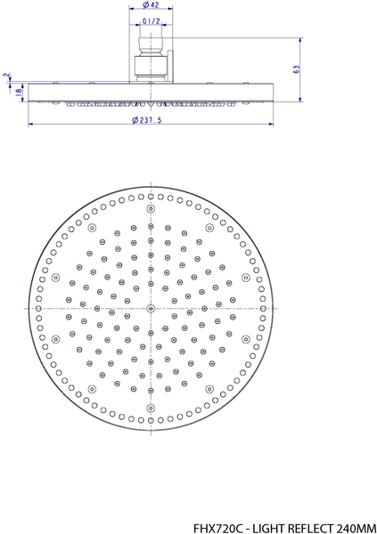 Additional image for Rio White LED Shower Head (240mm diameter).