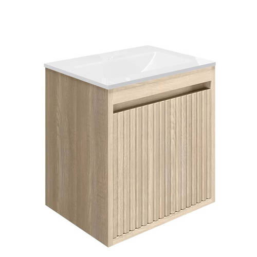 Additional image for Wall Unit With White Glass Basin (475mm, Navarra Oak, 0TH).