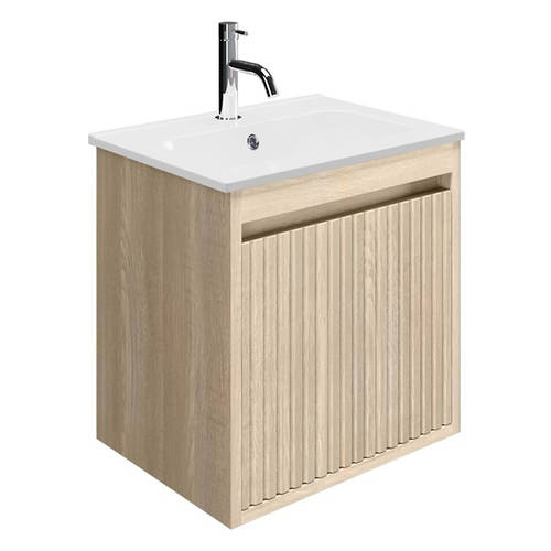 Additional image for Wall Unit With Ceramic Basin (475mm, Navarra Oak, 1TH).
