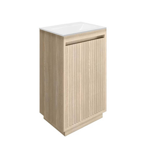 Additional image for Vanity Unit With White Glass Basin (475mm, Navarra Oak, 0TH).