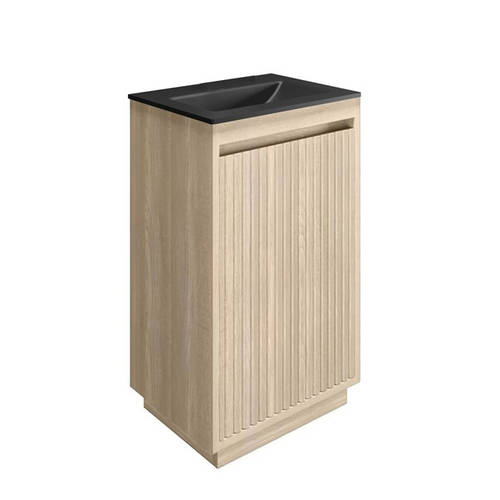 Additional image for Vanity Unit With Black Glass Basin (475mm, Navarra Oak, 0TH).