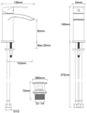 Additional image for Basin & Bath Filler Tap Pack (Chrome).