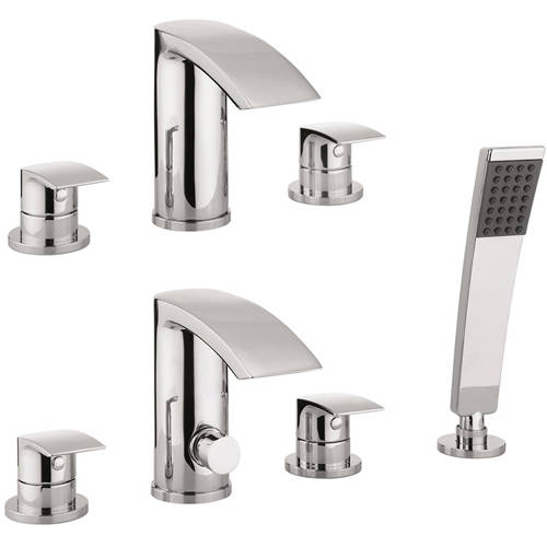 Additional image for 3 Hole Basin & 4 Hole Bath Shower Mixer Tap With Kit (Chrome).
