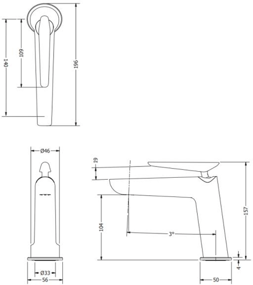 Additional image for Basin Mixer Tap With Lever Handle (Chrome).