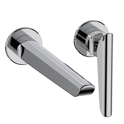 Additional image for Wall Mounted Basin Mixer Tap (2 Hole, Chrome).