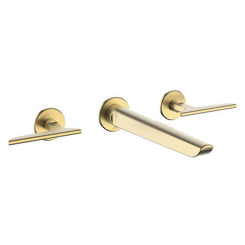 Additional image for Wall Mounted Basin Mixer Tap (3 Hole, Br Brass).