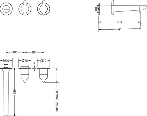 Additional image for Shower Valve With Spout (2 Outlets, Chrome).