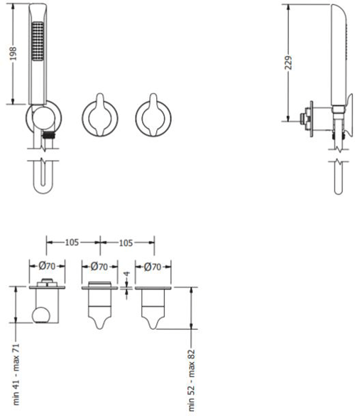 Additional image for Shower Valve With Shower Kit & 3 Outlets (Chrome).