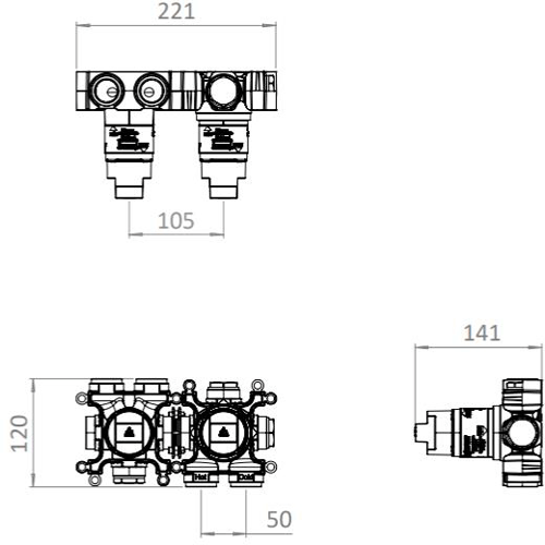 Additional image for Concealed Shower Valve With 3 Outlets (Chrome).