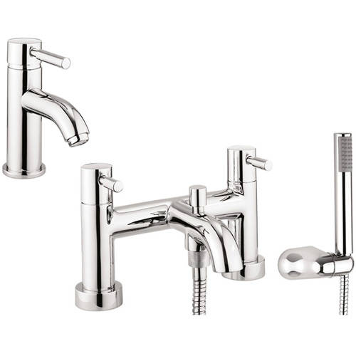 Additional image for Basin & Bath Shower Mixer Tap Pack With Kit (Chrome).