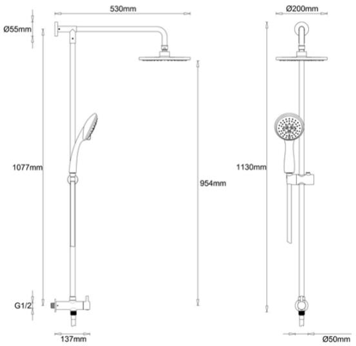 Additional image for Thermostatic Shower Valve With Rigid Riser Kit.