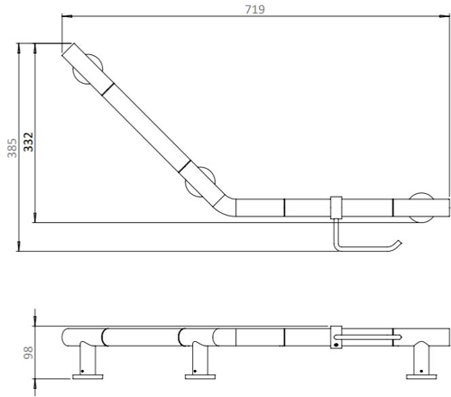 Additional image for Angled Grab Bar With Toilet Roll Holder (Br Brass).