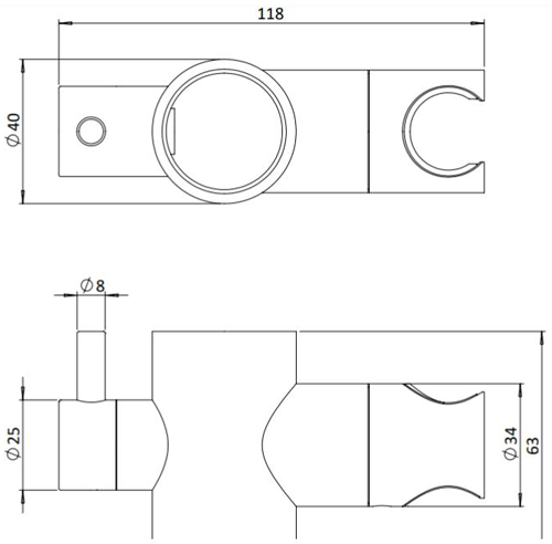 Additional image for Grab Bar Handset Holder (Stainless Steel).