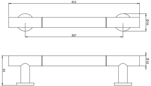 Additional image for Straight Grab Bar 400mm (Chrome).