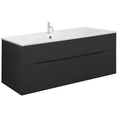 Additional image for Vanity Unit With White Cast Basin (1000mm, Matt Black, 1TH).