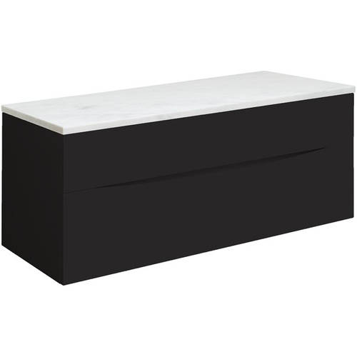 Additional image for Vanity Unit With Marble Worktop (1000mm, Matt Black).