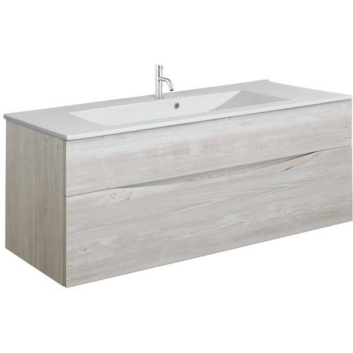 Additional image for Vanity Unit With Ceramic Basin (1000mm, Nordic Oak, 1TH).