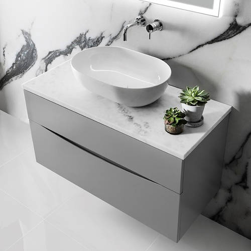 Additional image for Vanity Unit With Marble Worktop (1000mm, Storm Grey).