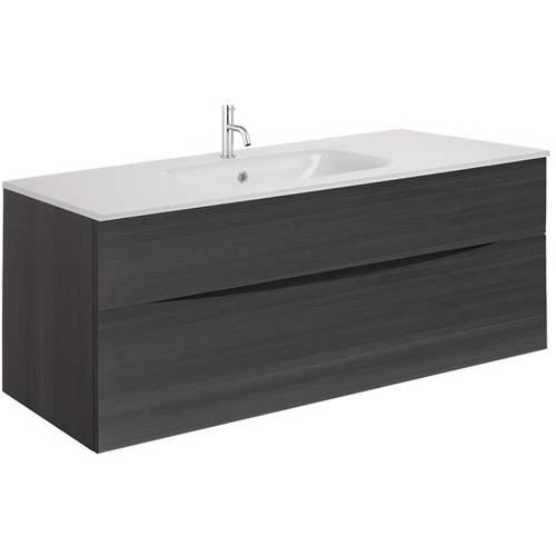 Additional image for Vanity Unit With White Glass Basin (1000mm, Steelwood, 1TH).