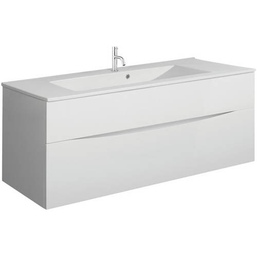 Additional image for Vanity Unit With Ceramic Basin (1000mm, White Gloss, 1TH).