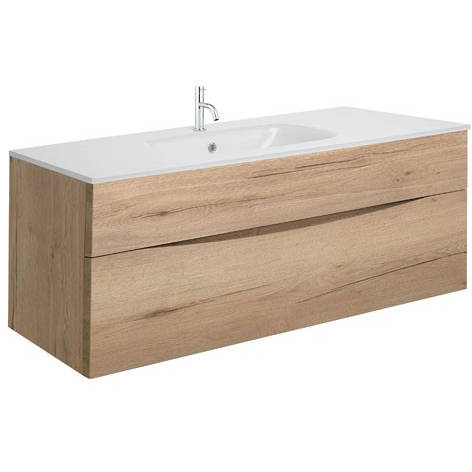 Additional image for Vanity Unit With White Glass Basin (1000, Windsor Oak, 1TH).