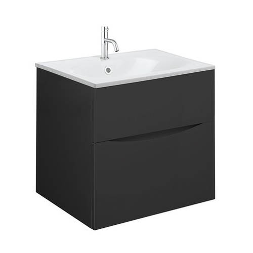 Additional image for Vanity Unit With White Cast Basin (500mm, Matt Black, 1TH).