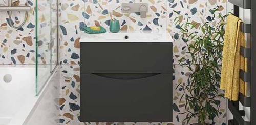 Additional image for Vanity Unit With White Cast Basin (500mm, Matt Black, 1TH).