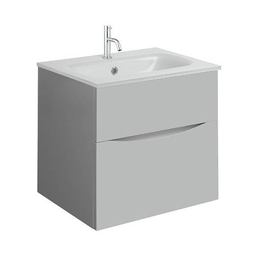 Additional image for Vanity Unit With White Glass Basin (500mm, Storm Grey, 1TH).