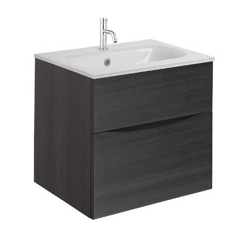 Additional image for Vanity Unit With White Glass Basin (500mm, Steelwood, 1TH).