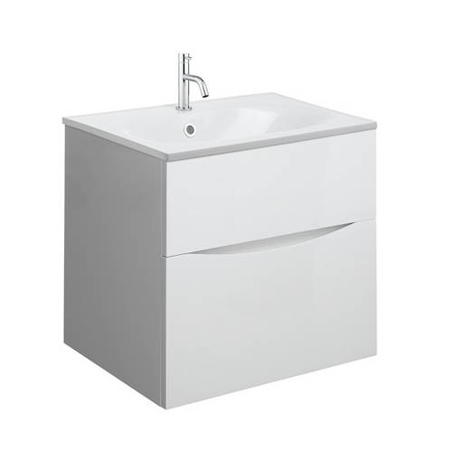 Additional image for Vanity Unit With White Cast Basin (500mm, White Gloss, 1TH).