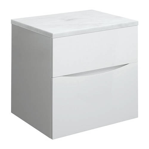 Additional image for Vanity Unit With Marble Worktop (500mm, White Gloss).
