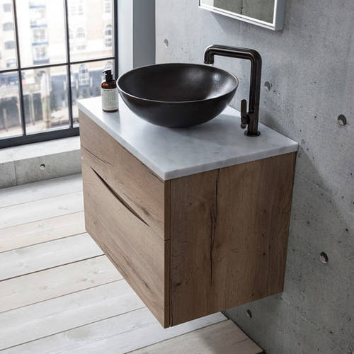 Additional image for Vanity Unit With Marble Worktop (500mm, Windsor Oak).