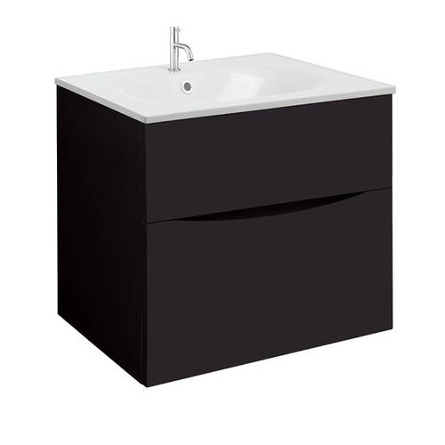 Additional image for Vanity Unit With White Cast Basin (600mm, Matt Black, 1TH).