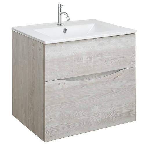 Additional image for Vanity Unit With Ceramic Basin (600mm, Nordic Oak, 1TH).