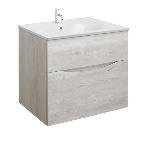Additional image for Vanity Unit With White Cast Basin (600mm, Nordic Oak, 1TH).
