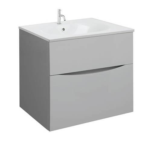Additional image for Vanity Unit With White Cast Basin (600mm, Storm Grey, 1TH).
