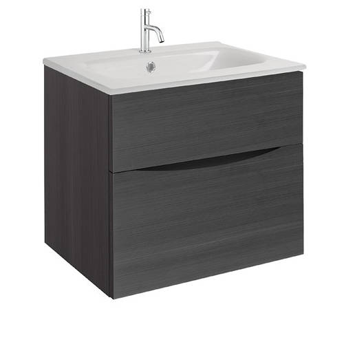 Additional image for Vanity Unit With White Glass Basin (600mm, Steelwood, 1TH).