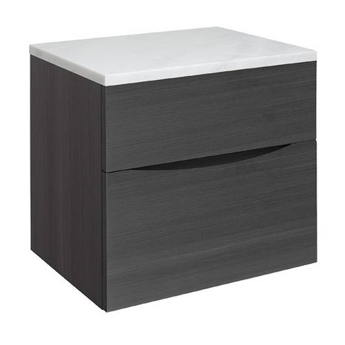 Additional image for Vanity Unit With Marble Worktop (600mm, Steelwood).