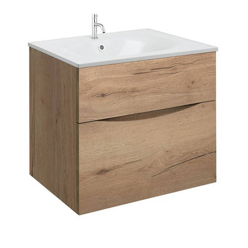 Additional image for Vanity Unit With White Cast Basin (600mm, Windsor Oak, 1TH)
