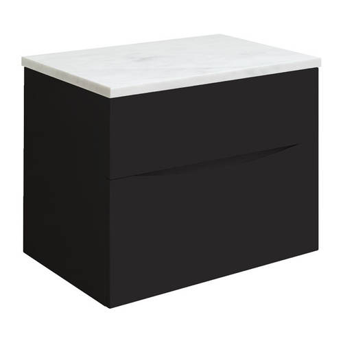 Additional image for Vanity Unit With Marble Worktop (700mm, Matt Black).